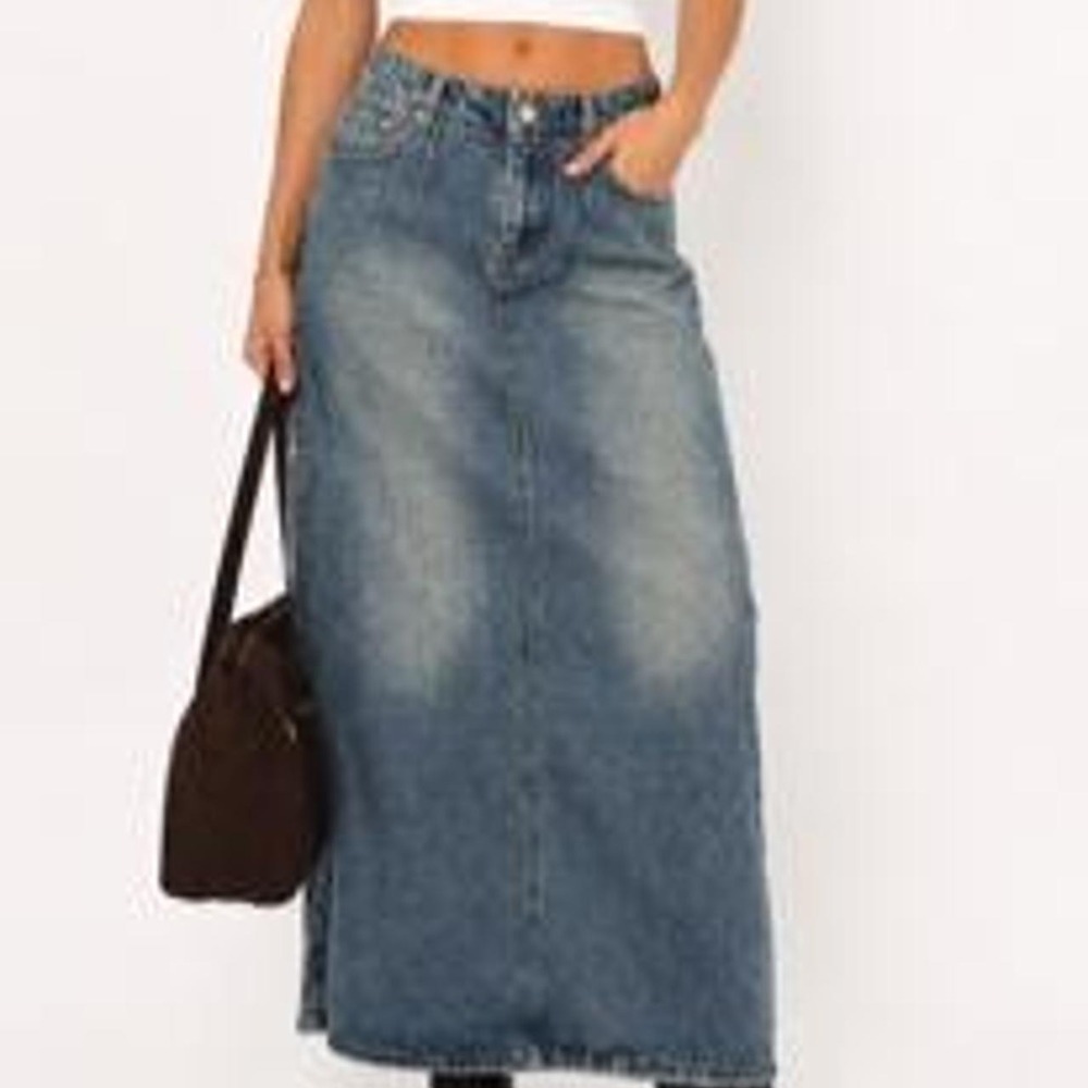 UOOZEE Women's Denim Pencil Maxi Skirt with Pockets and Back Slit
